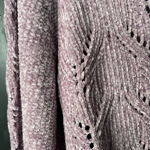 Cozy Chenille Openwork Sweater - lilac